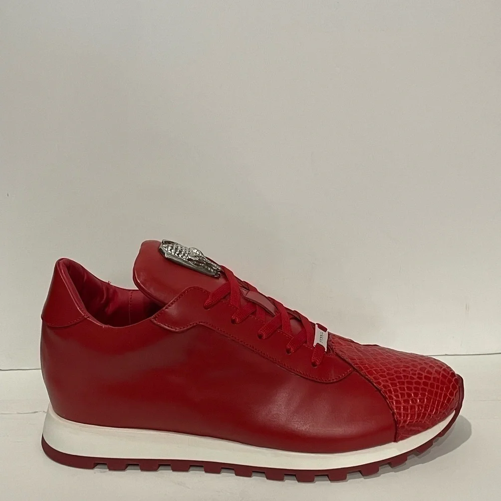 Fennix Italy shoes casual sneaker red leather calf/alligator